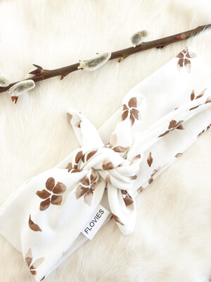 Haarband Flower Wit / Bruin