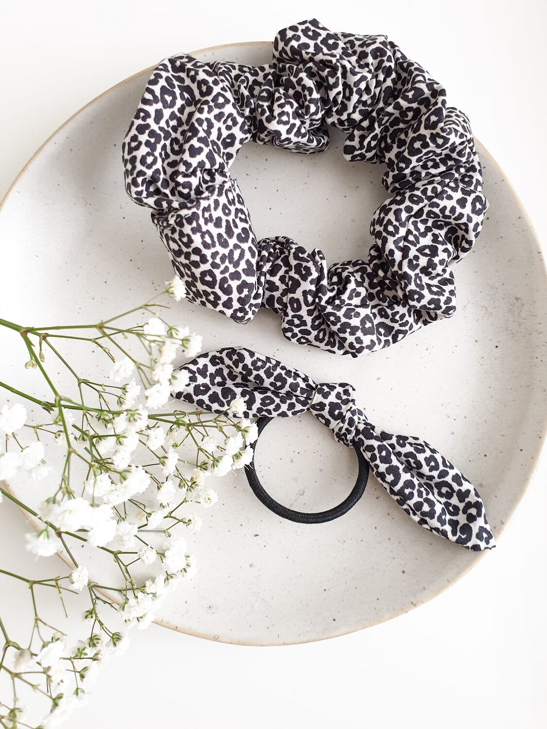 Scrunchie panterprint Zwart / Wit