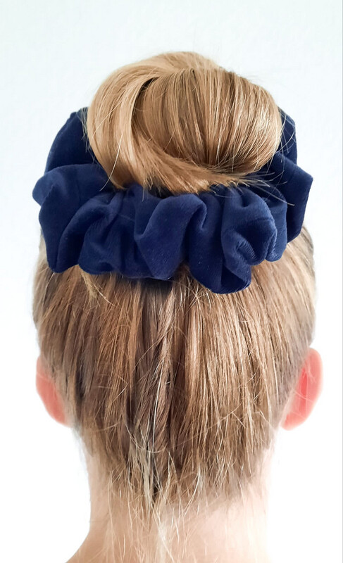 Scrunchie velvet uni Blauw