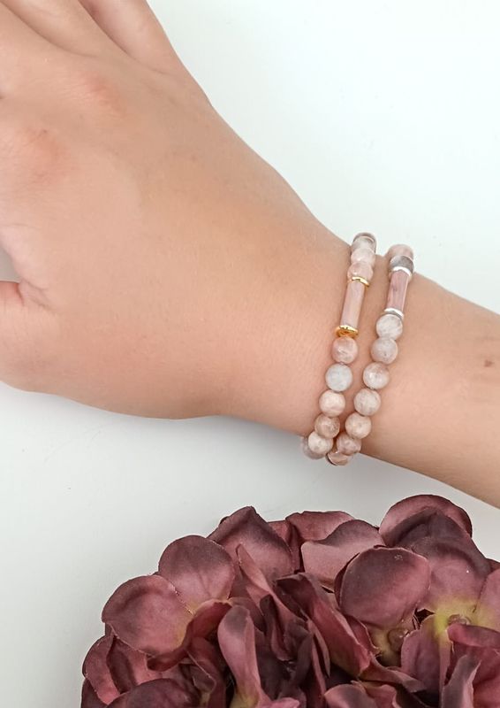Natuursteen Zonnesteen facet armband