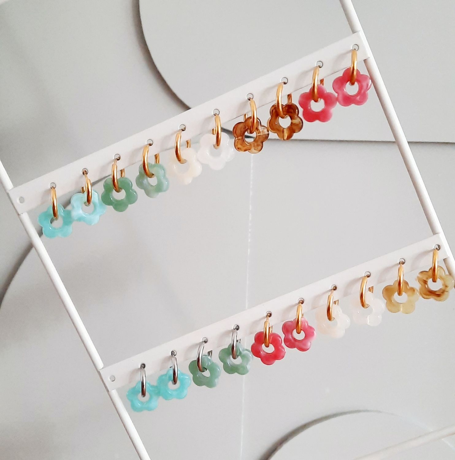 Oorbellen Flower Marble