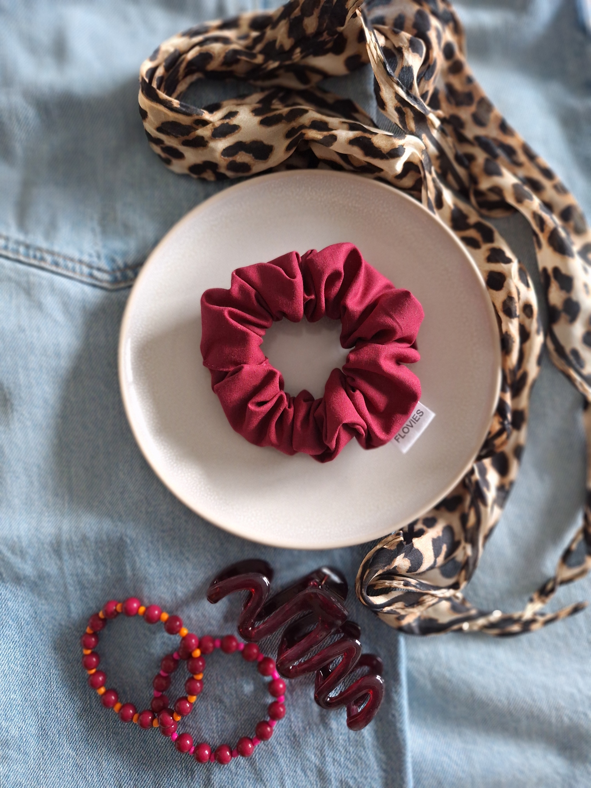 Scrunchie Burgundy Uni