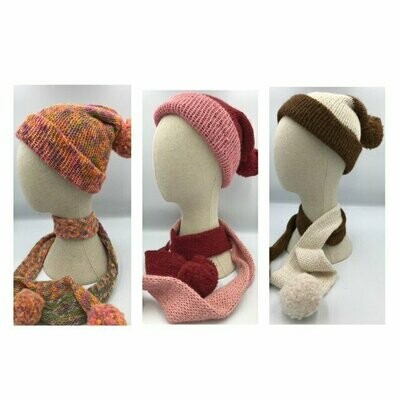 Alpaca pom pom hat and scarf set