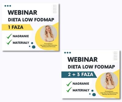 Zestaw 2 webinarów - dieta low FODMAP 1,2,3 faza przy SIBO i IBS