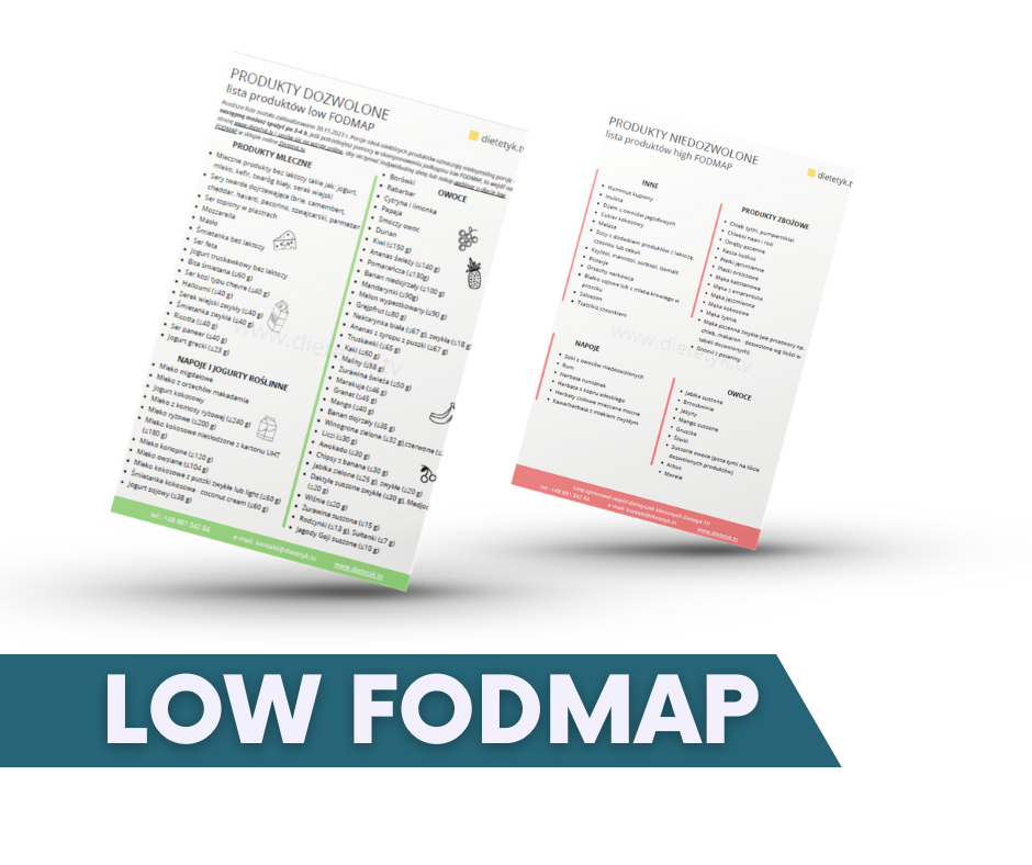 Tabela diety low FODMAP - na 1 fazę - lista PDF