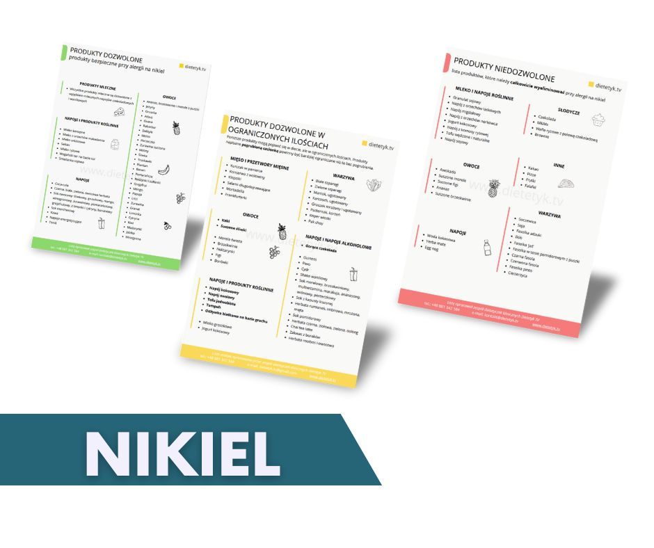 Tabela diety przy alergii na nikiel - lista PDF