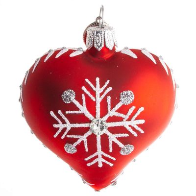 Hjerte med snefnug 5 cm