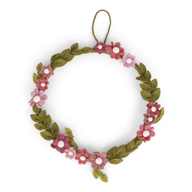Stor lysegrøn krans m. rosa anemoner