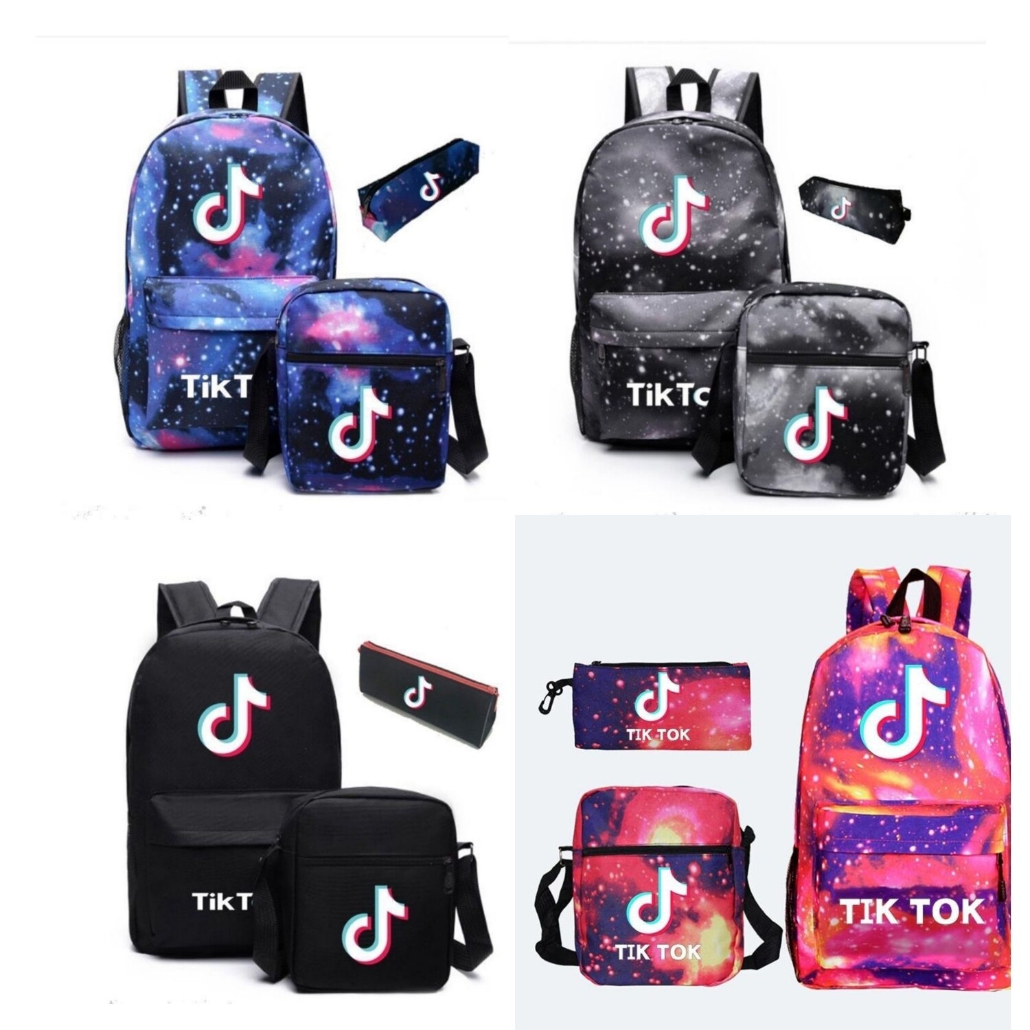 Рюкзак Тик-Ток школьная сумка набор 3в1 рюкзак, сумка, пенал