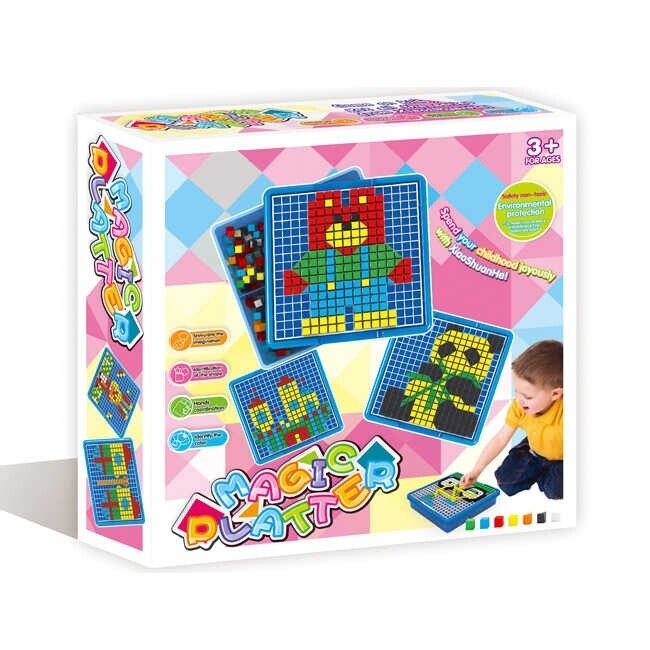 Мозаика, Пазл, Детский набор пиксельной мозаики в контейнере, развивающая игрушка "Magic Platter" 585 дет.