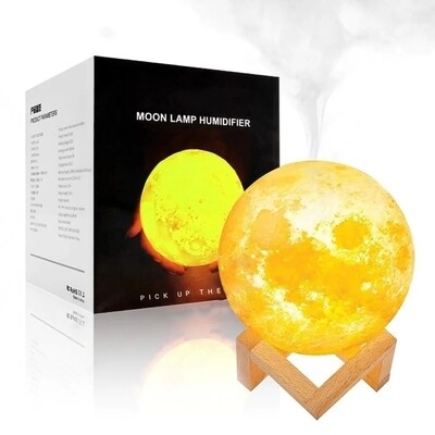 Увлажнитель воздуха, Аромадиффузор + Светильник, Ночник Луна 3D "Moon Lamp Humidifier" 880мл / D-15см