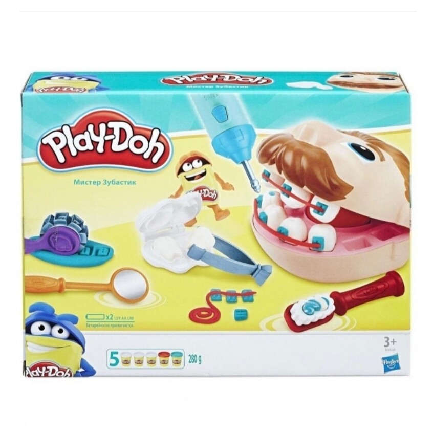 Игровой набор для лепки, набор пластилина Play-Doh, Плей До "Мистер Зубастик - Стоматолог"