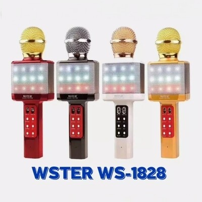Микрофон "WSTER WS-1828" Беспроводной колонка блютуз, караоке-микрофон со цветомузыкой