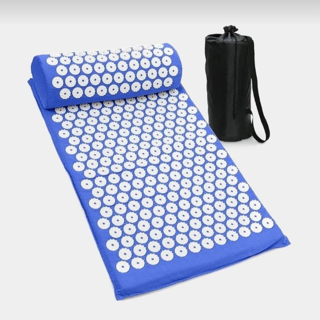 Акупунктурный массажный коврик с подушкой для спины и тела, набор в чехле, ипликатор игольчатый "Massage Mat"