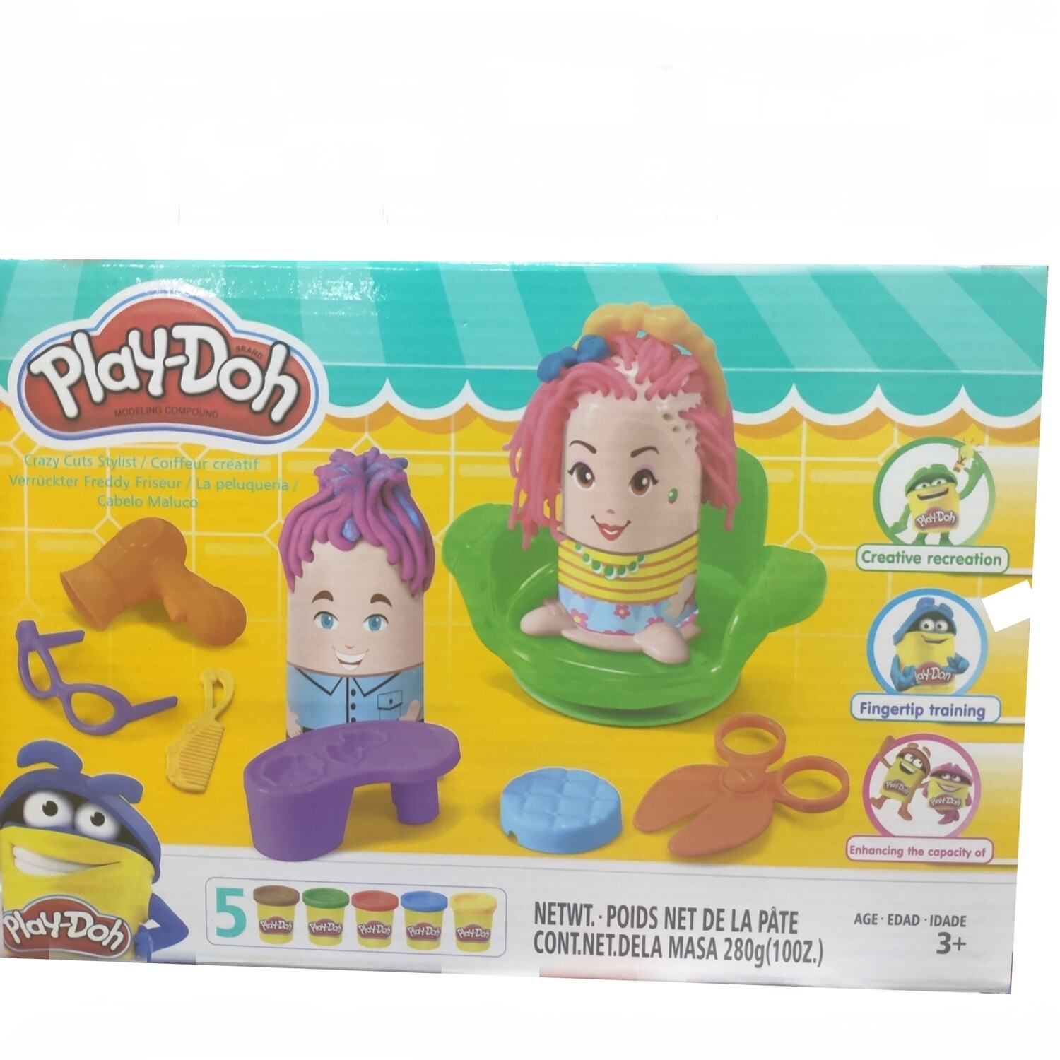 Игровой набор для лепки, набор пластилина Play-Doh, Плей До "Crazy Cuts Stylist - Сумасшедшие прически", Безумный Фредди Барбер и Габело Малюк"