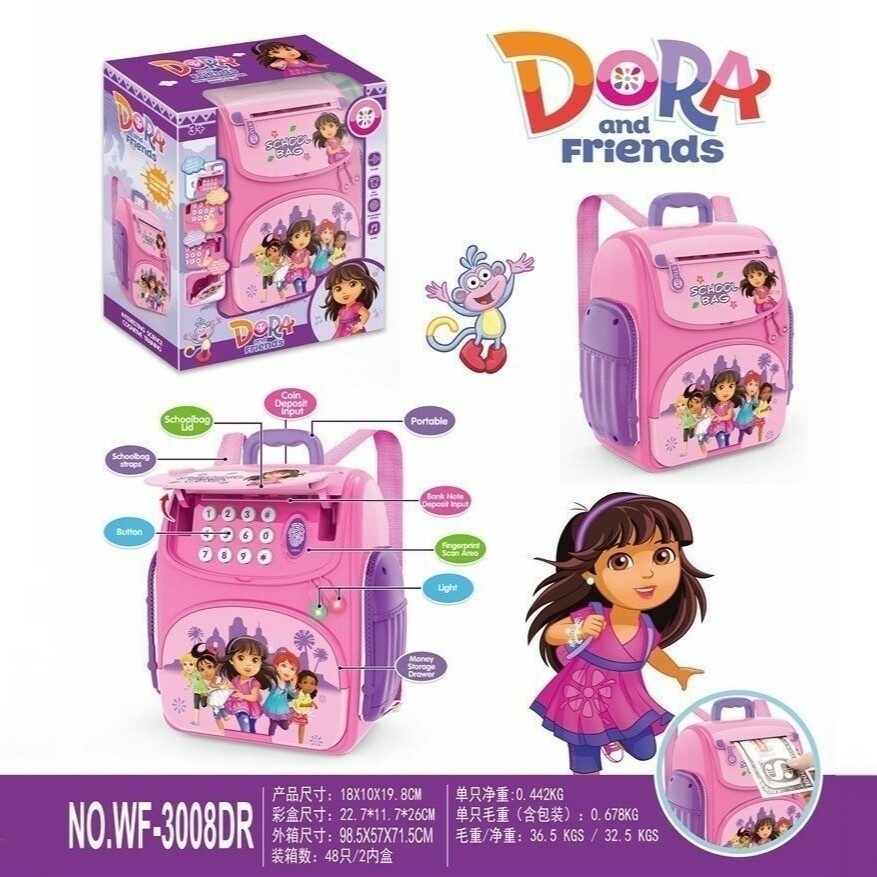 Электронная копилка - Рюкзак с купюроприёмником и со сканером отпечатков пальцев "Dora and Ffriends, Money Safe" NO.WF-3008DR