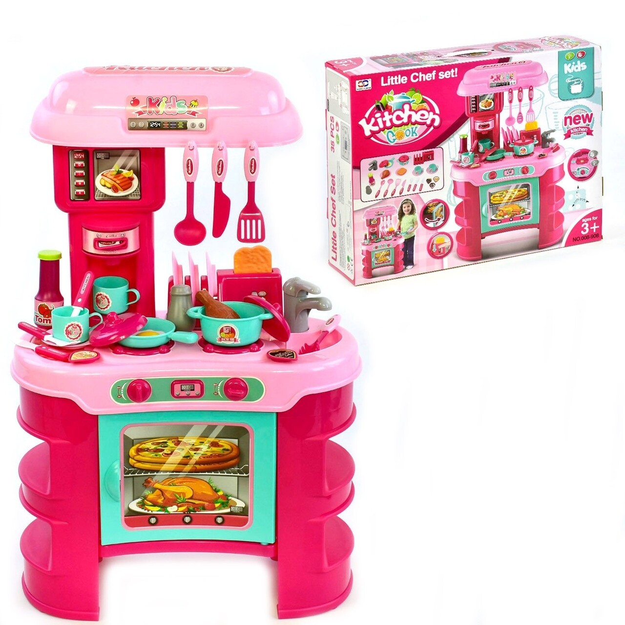 Игровой набор столик "Кухонный набор Маленький Повар - "Little Chef Set, Kitchen Cook NO.008-908" 35 деталей