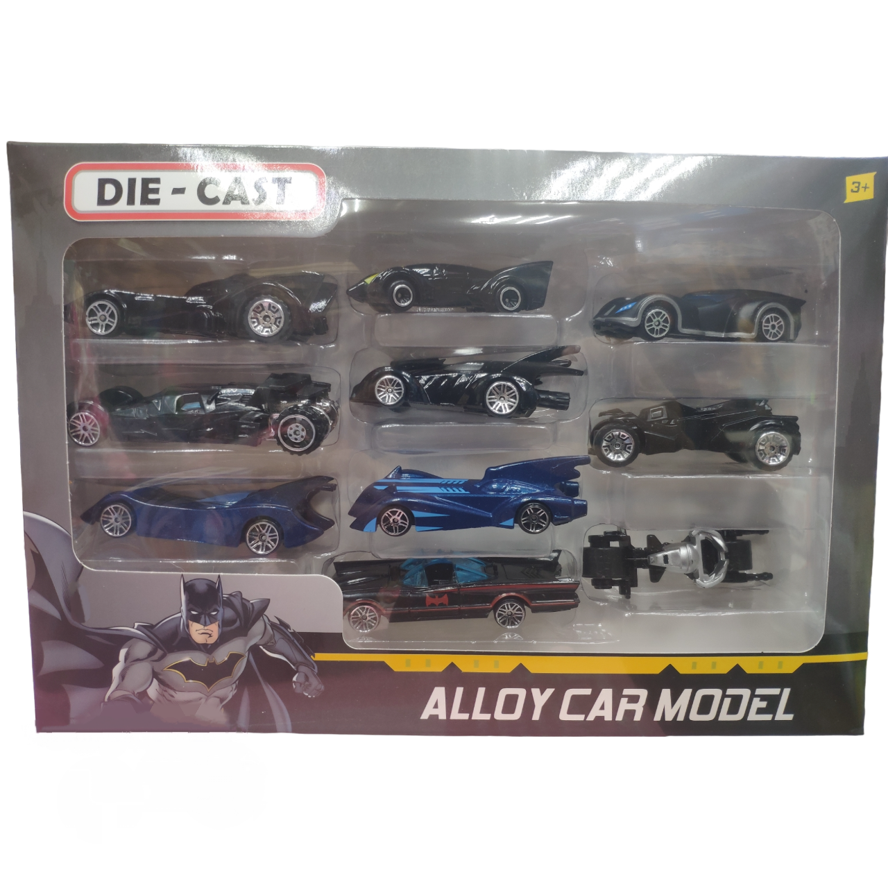 Набор металлических машин Die-cast Бэт Мобили 10 машинок, "Бэтмен - Batman" "Alloy Car Model" 8см