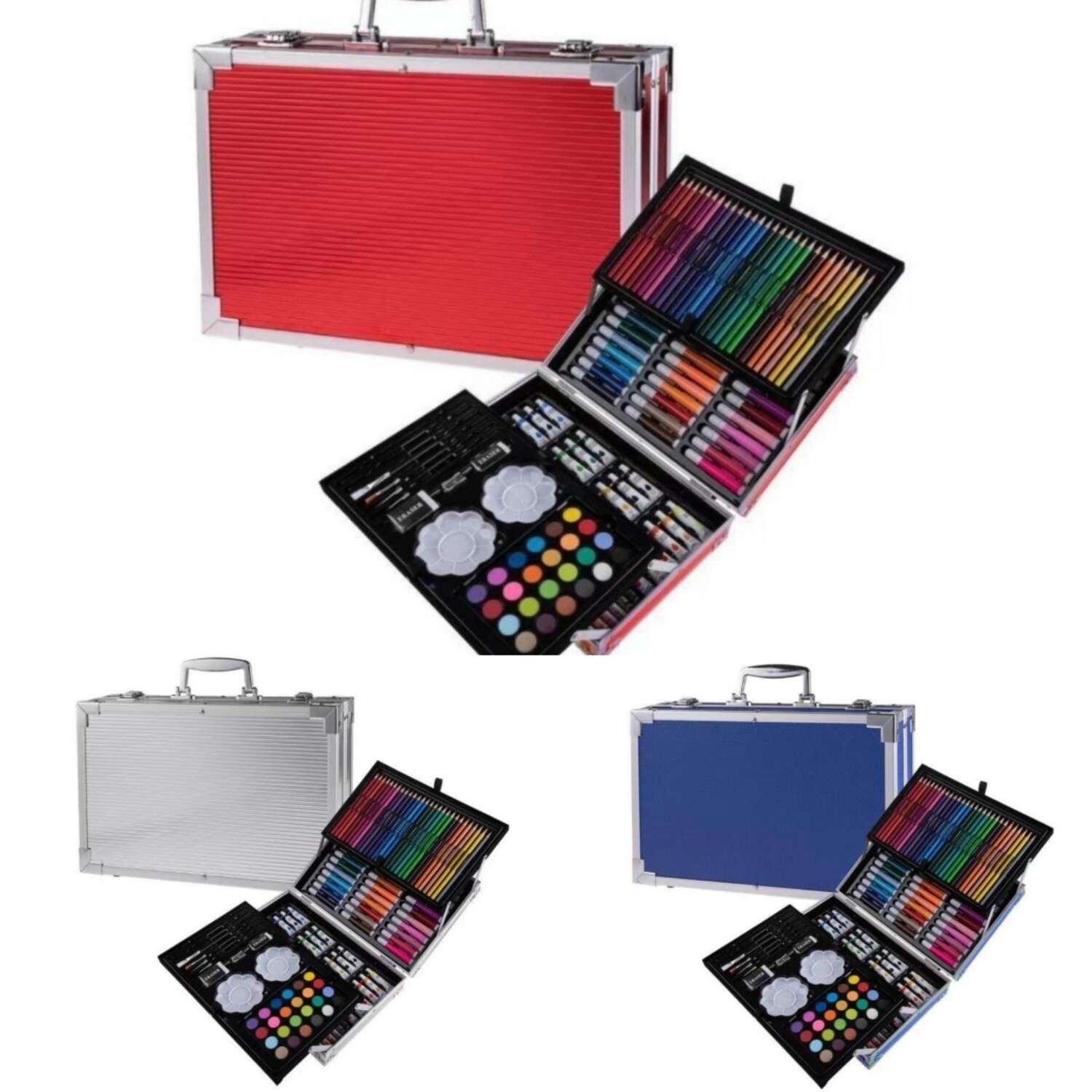 Художественный набор чемоданчик для рисования, в металлическом кейсе 145 предметов, в ассортименте