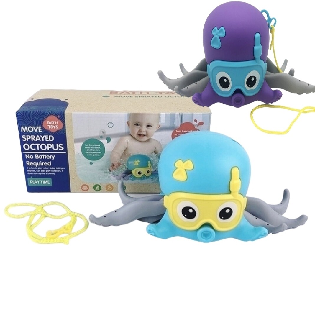 Заводной Плавающий Осьминог, Игрушка для Купания для ванны, каталка на веревке Move Sprayed Octopus