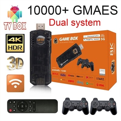 Игровая приставка + ТВ приставка 2в1, 64Gb TV-BOX, "Game Box 5G 8K UltraHD SET-TOP Box" консоль с двумя геймпадом