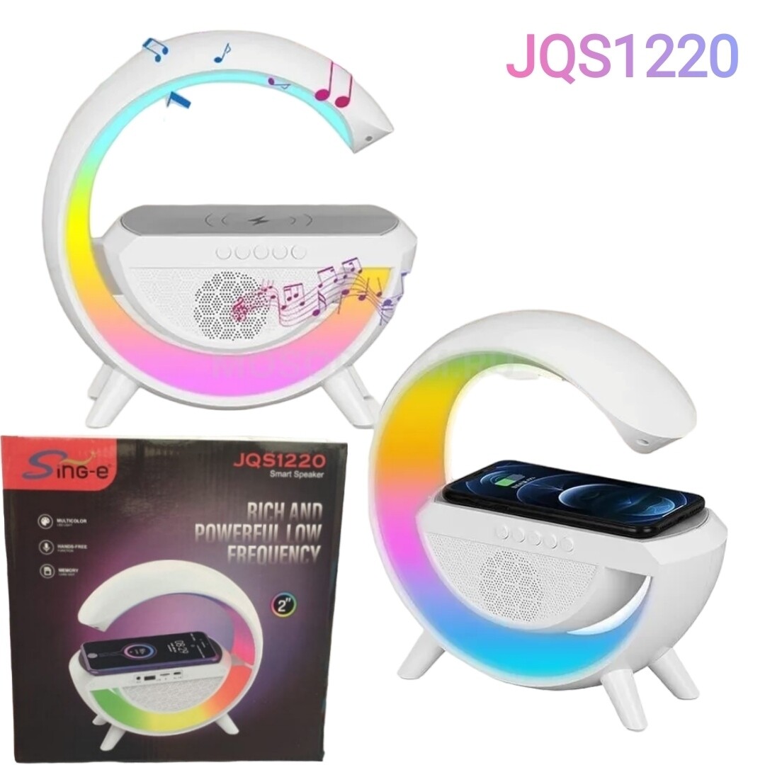 RGB Светильник ночник + будильник 3в1 с беспроводной зарядкой и Bluetooth колонкой "Sing-e JQS1220- Rich and Powerful low frequency"