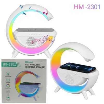 RGB Светильник ночник + будильник 3в1 с беспроводной зарядкой и Bluetooth колонкой "LED Wireless Charging Speaker HM-2301"