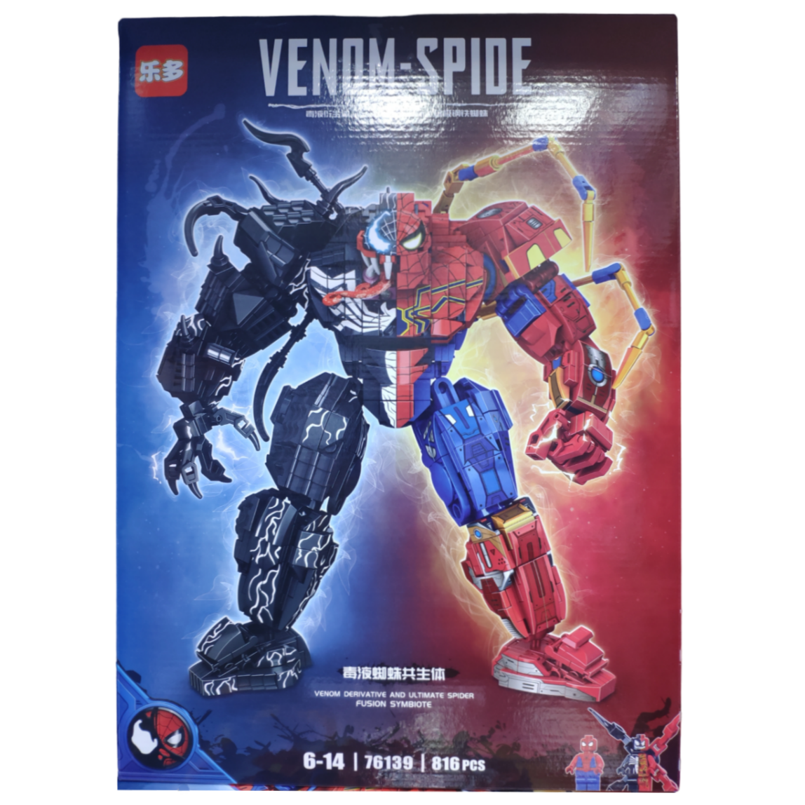 Конструктор робот, супергерои Веном + Железный человек "乐多 Leduo - Venom Spide / NO. 76139" 816 деталей