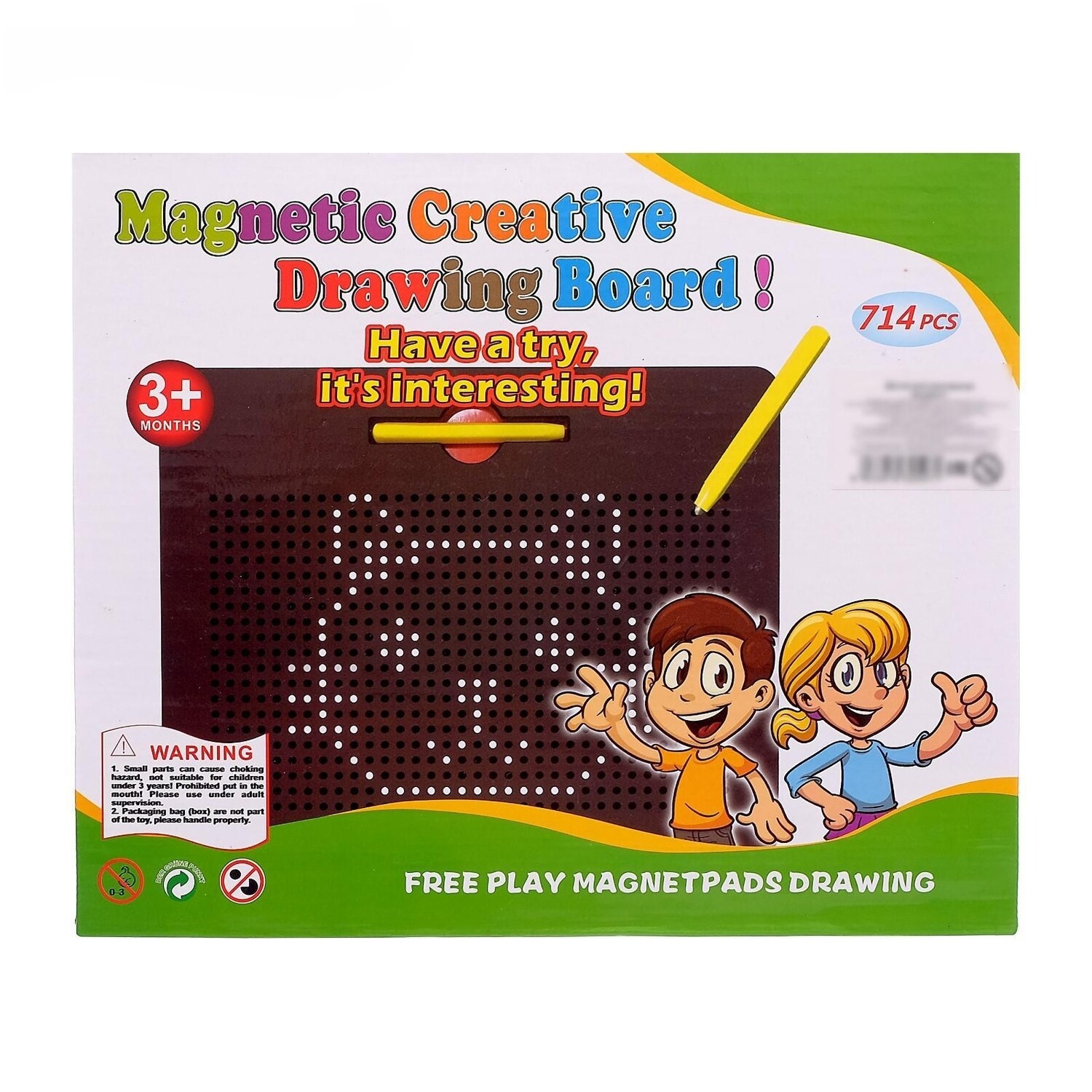 Магнитный планшет для рисования, обучающая магнитная доска "Magnetic Creative Drawing Board!" 714 шариков
