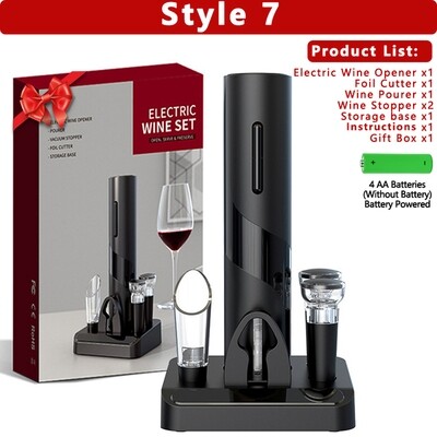 Электрический штопор для вина, автоматическая открывалка для бутылок, Винный набор 5в1 с подставкой "Electric Wine Set" стиль: 7