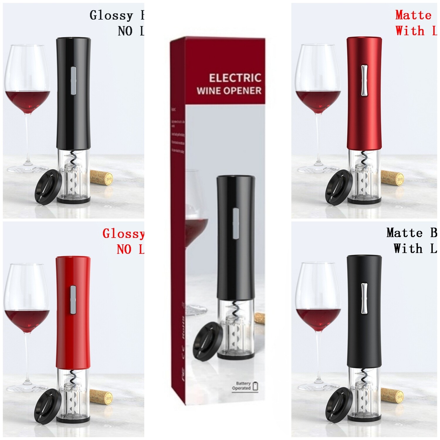 Электрический штопор для вина, автоматическая открывалка для бутылок 2в1 "Electric Wine Opener" без/с подсветкой, стиль: #14 (на батарейке)
