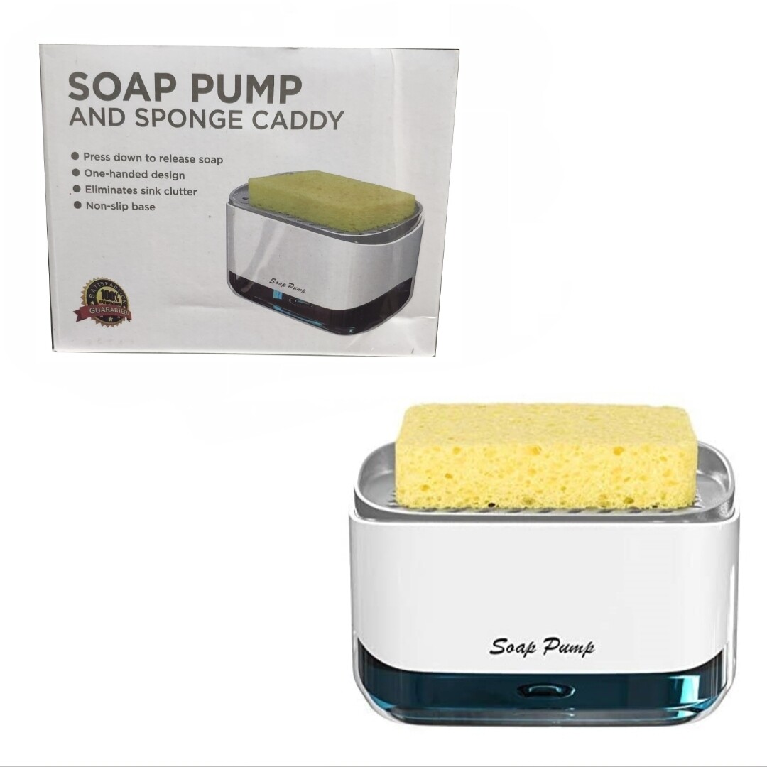 Диспенсер механический для моющего средства с губкой, дозатор, помпа &quot;Soap pump &amp; sponge caddy&quot; 350мл.