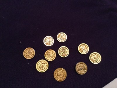 Lot De 6 Boutons Vintage En Métal Marron Doré - Diamètre 20 Mm - Occasion