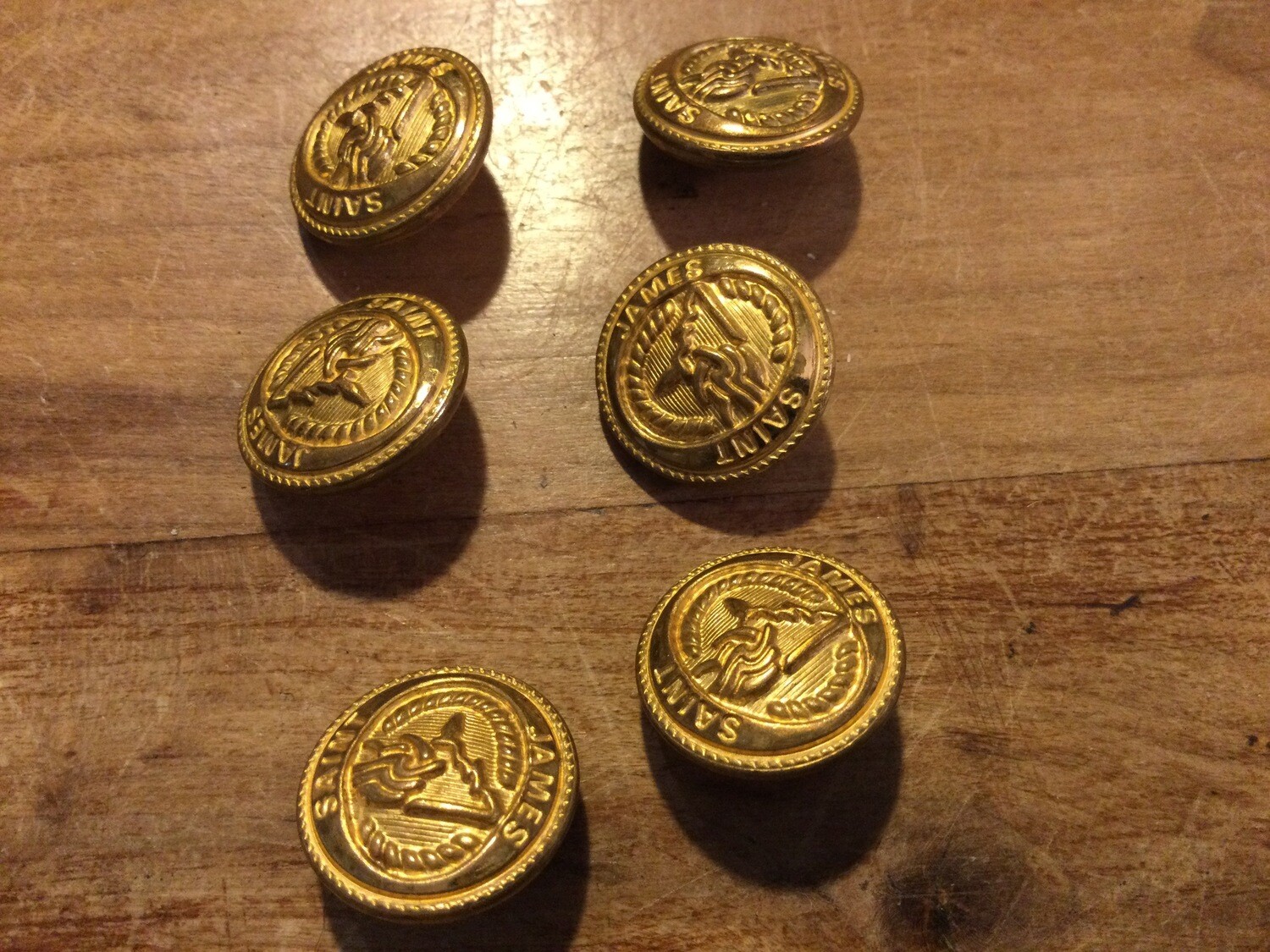 Lot De 6 Boutons Vintage En Métal Marron Doré - Diamètre 2cm, à Pied - Occasion France