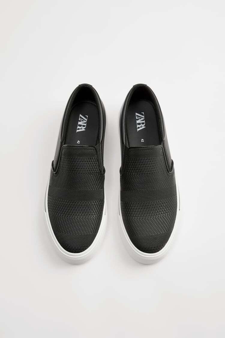 embossed laceless sneakers