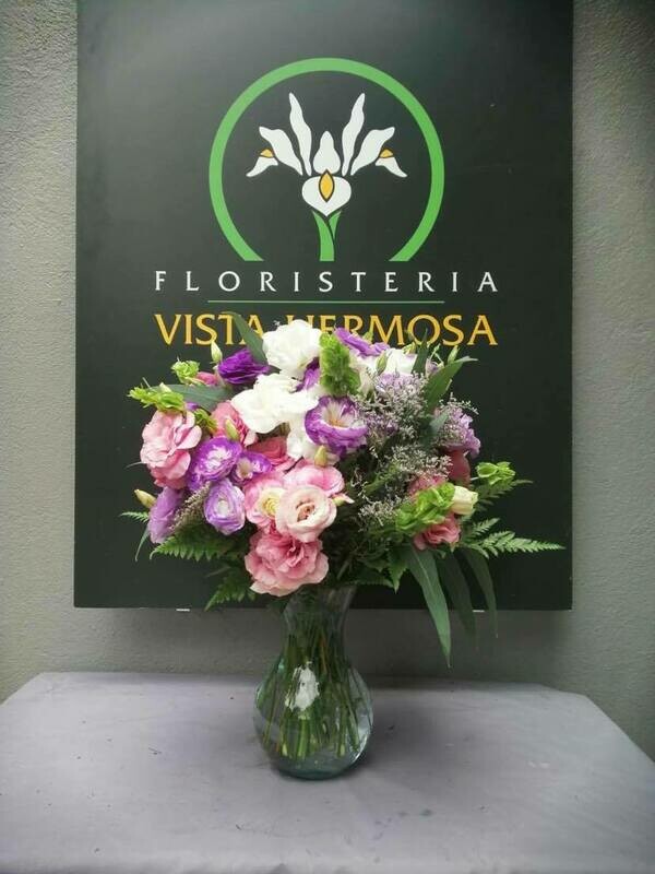 FLORERO MEDIANO CON LISIANTHUS DE COLORES
