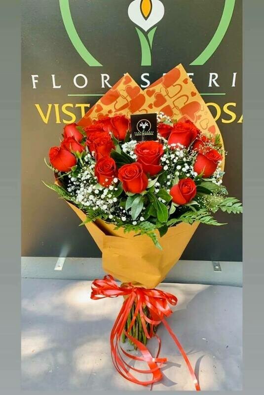 RAMILLETE CON 1 DOCENA DE ROSAS ROJAS