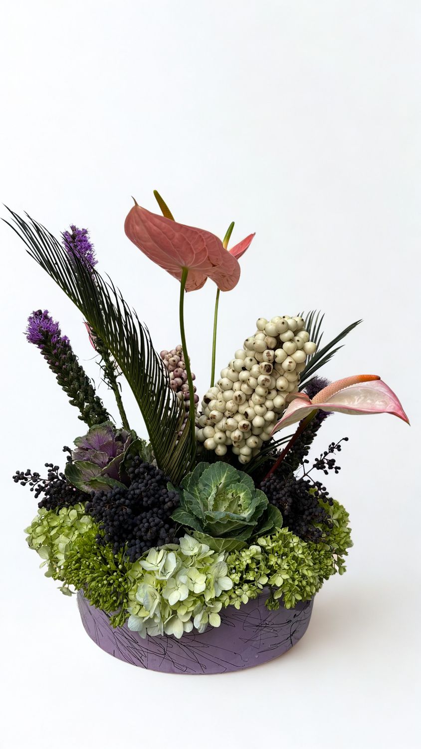 Arreglo redondo con anturios