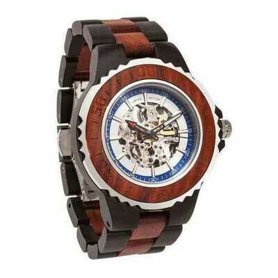 Men Genuine Automatic Rose Ebony Wooden Watches No Battery Needed