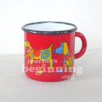 Spotted Dog Enamel Mug - Red
