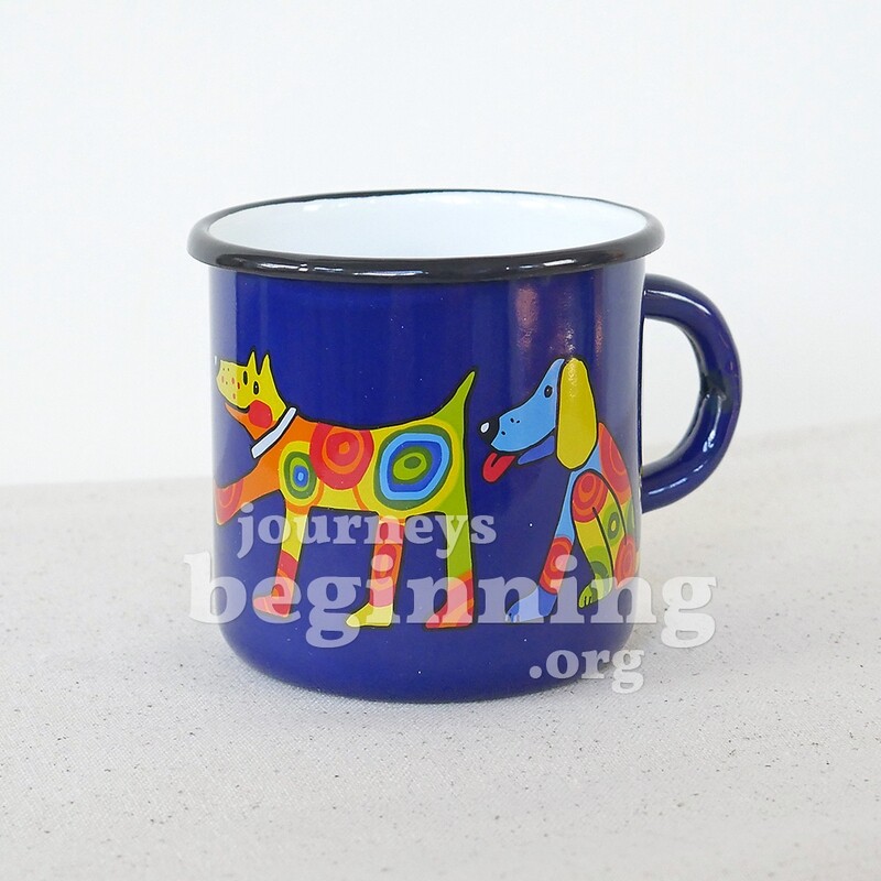 Spotted Dog Enamel Mug - Navy Blue