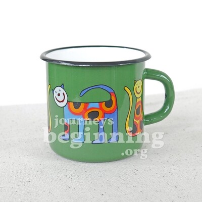 Spotted Cat Enamel Mug - Green