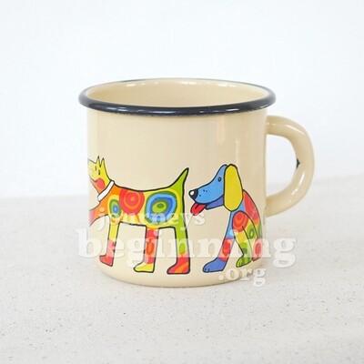 Spotted Dog Enamel Mug - Cream