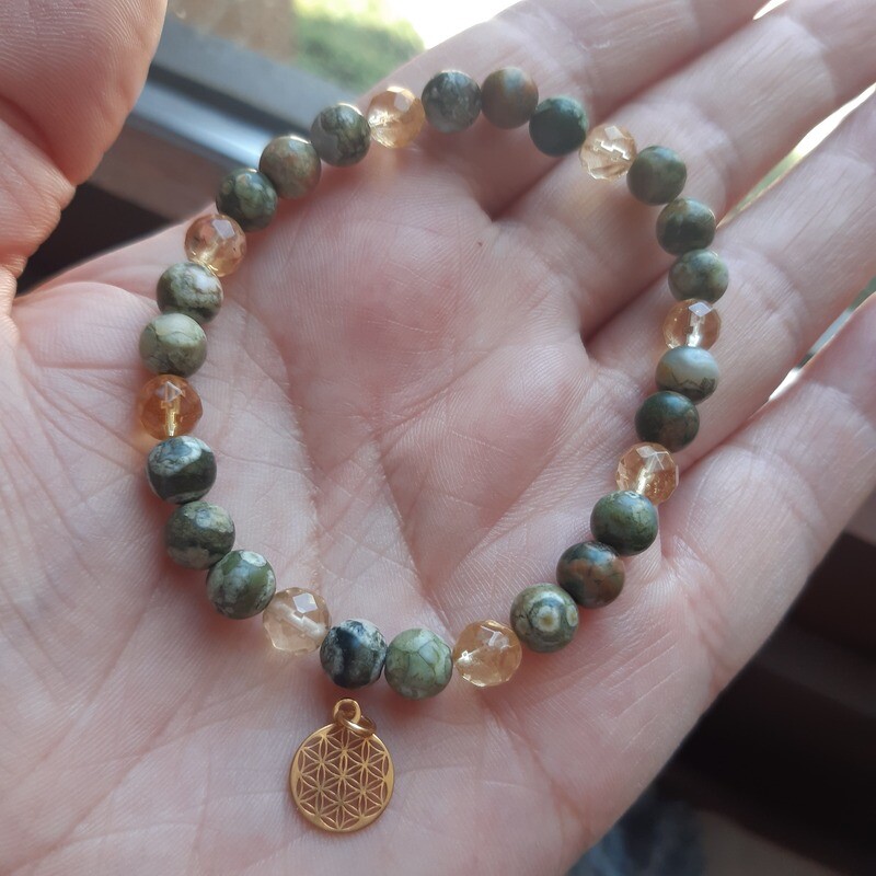 Armband "ich bin gut, wie ich bin" mit Lebensblume echt Silber vergoldet