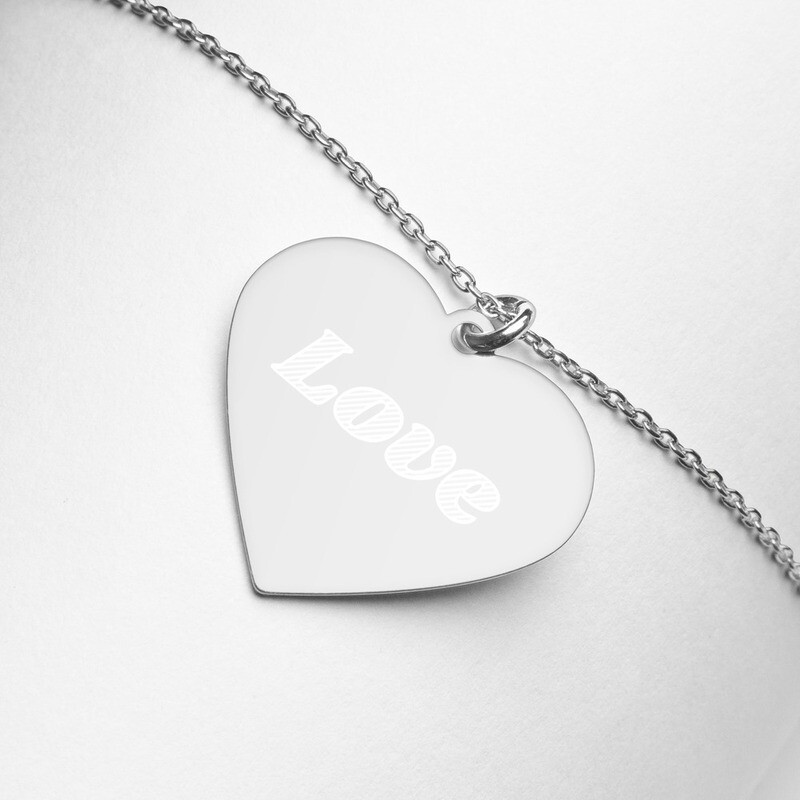 Engraved Silver Heart Necklace
