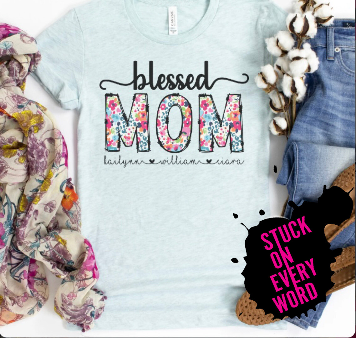 Floral Blessed Mom Names... (Pillow)