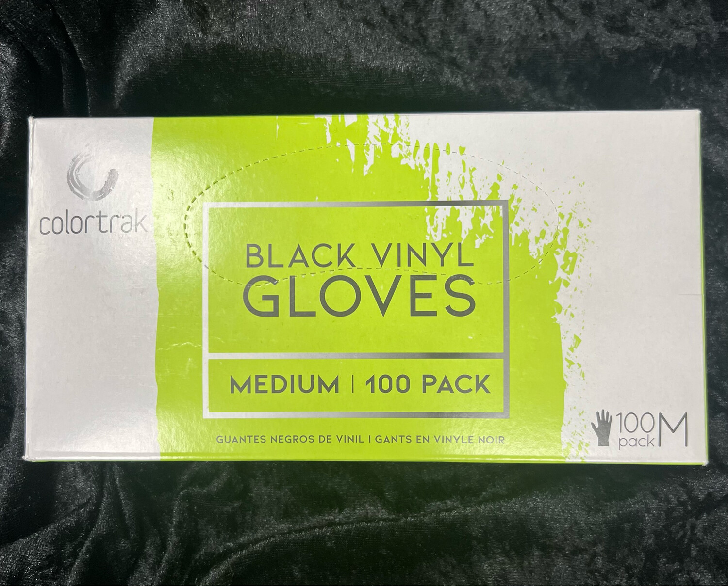 ColorTrak Black Vinyl Disposable Gloves Medium 100ct
