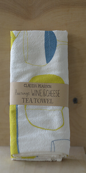 Claudia Pearson Tea Towel Wine And Cheese