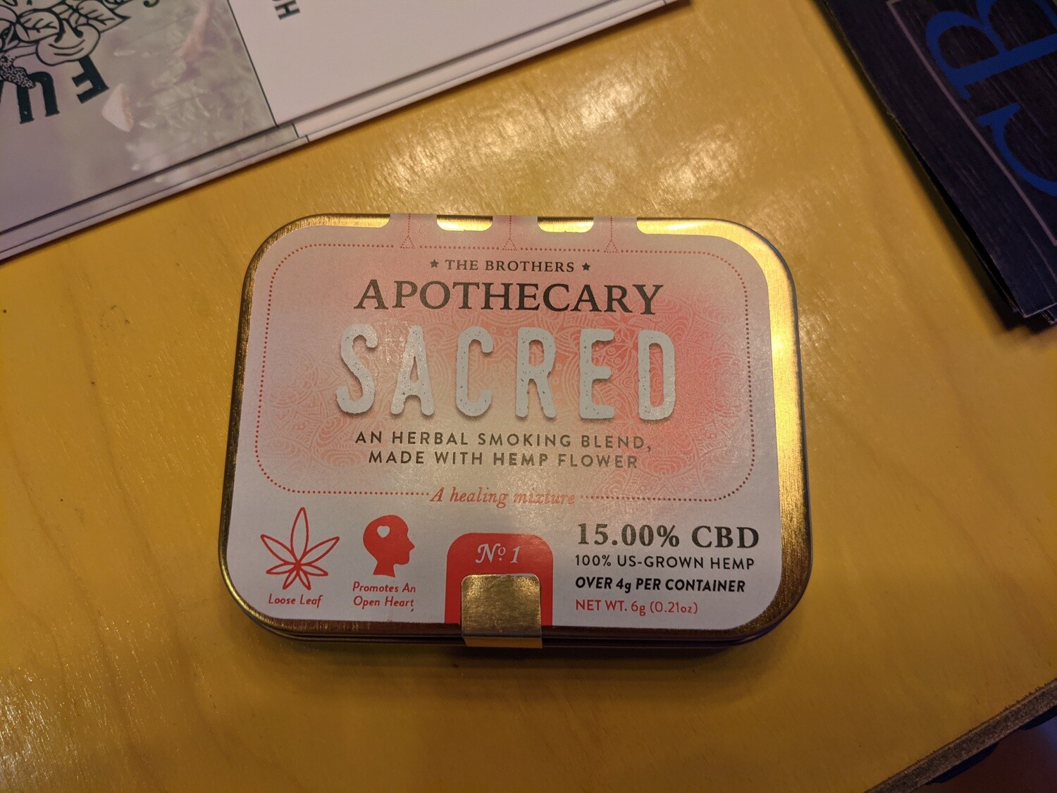 Brothers Apothecary Hemp CBD Smoking Blends, Sacred - 6g tin