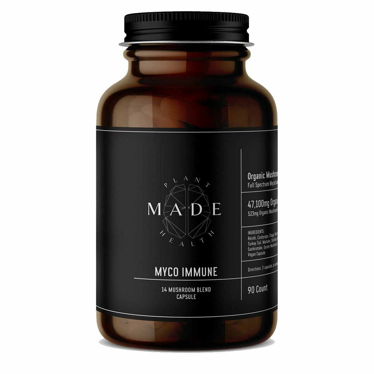 MADE Plant Health - Myco Immune 14 Mushroom Blend Capsules, 523mg/capsule - 90ct. 